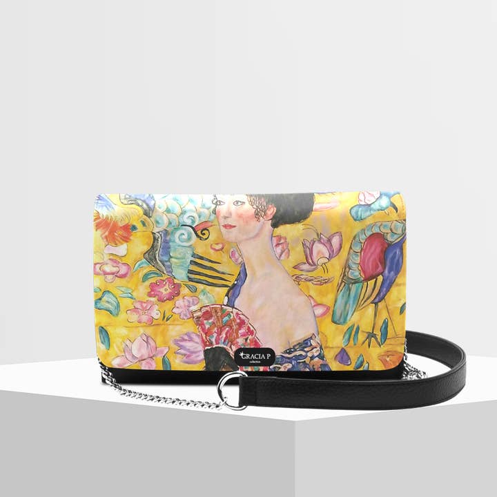 Gracia P's Isa taske - Made in Italy - Kvinde med Fan for engroshandel hos GLOBALSHOP SRL