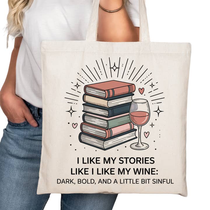 Wie meine Geschichten, wie ich meinen Wein mag Buchige Tragetasche – Lese-Tragetasche für Buchliebhaber – Buchleser-Tasche - Leser-Tragetasche - Buchladen-Merchandise für den Großhandel von Epic Life  - Designed