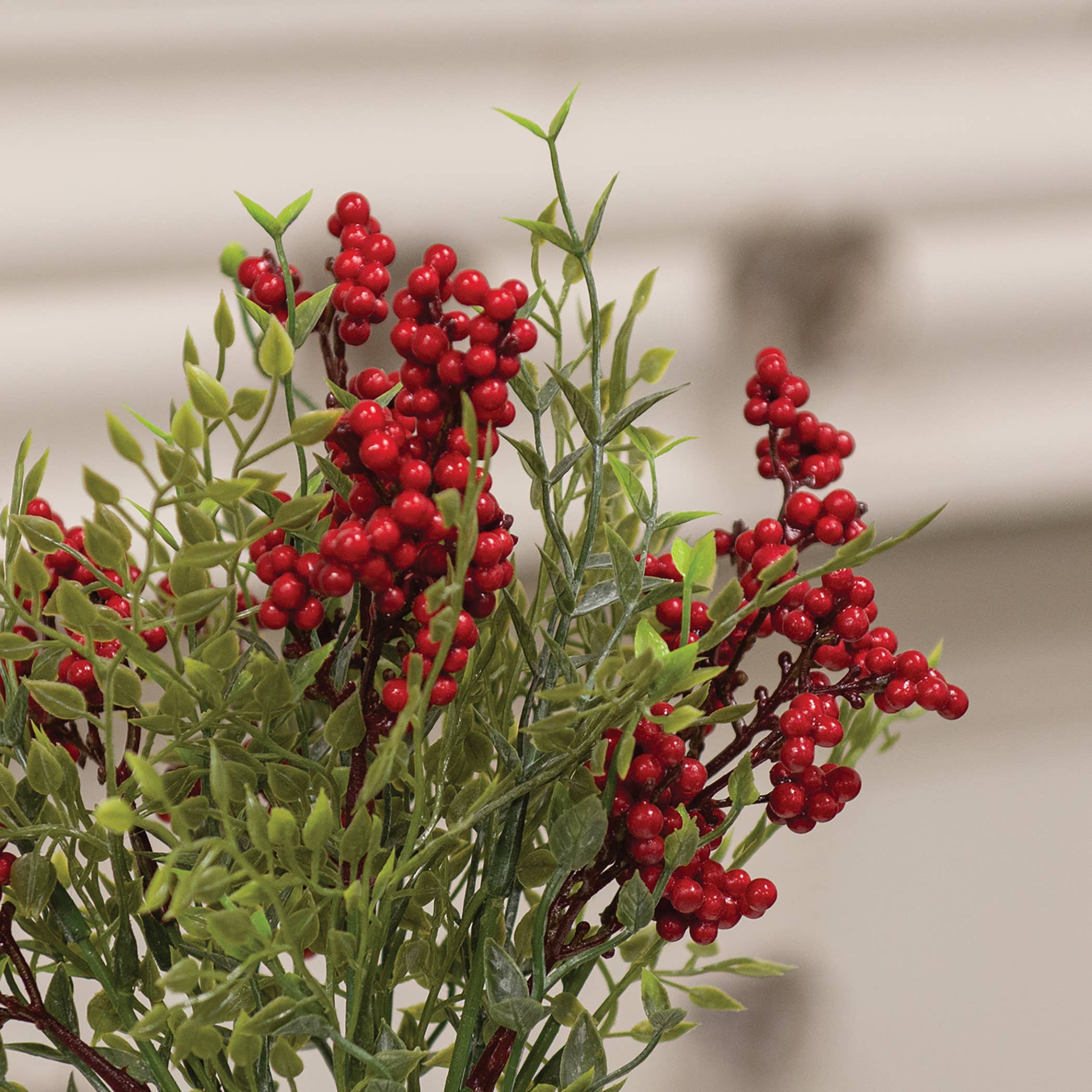 Saybrook Lane - Wholesale Artificial Plant - Teeny Leaves and Red Berries Bush - 11"2