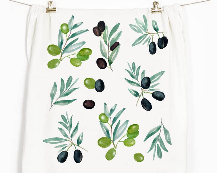 Honey Brush Design® - Wholesale Tea Towel - Olives Tea Towel0