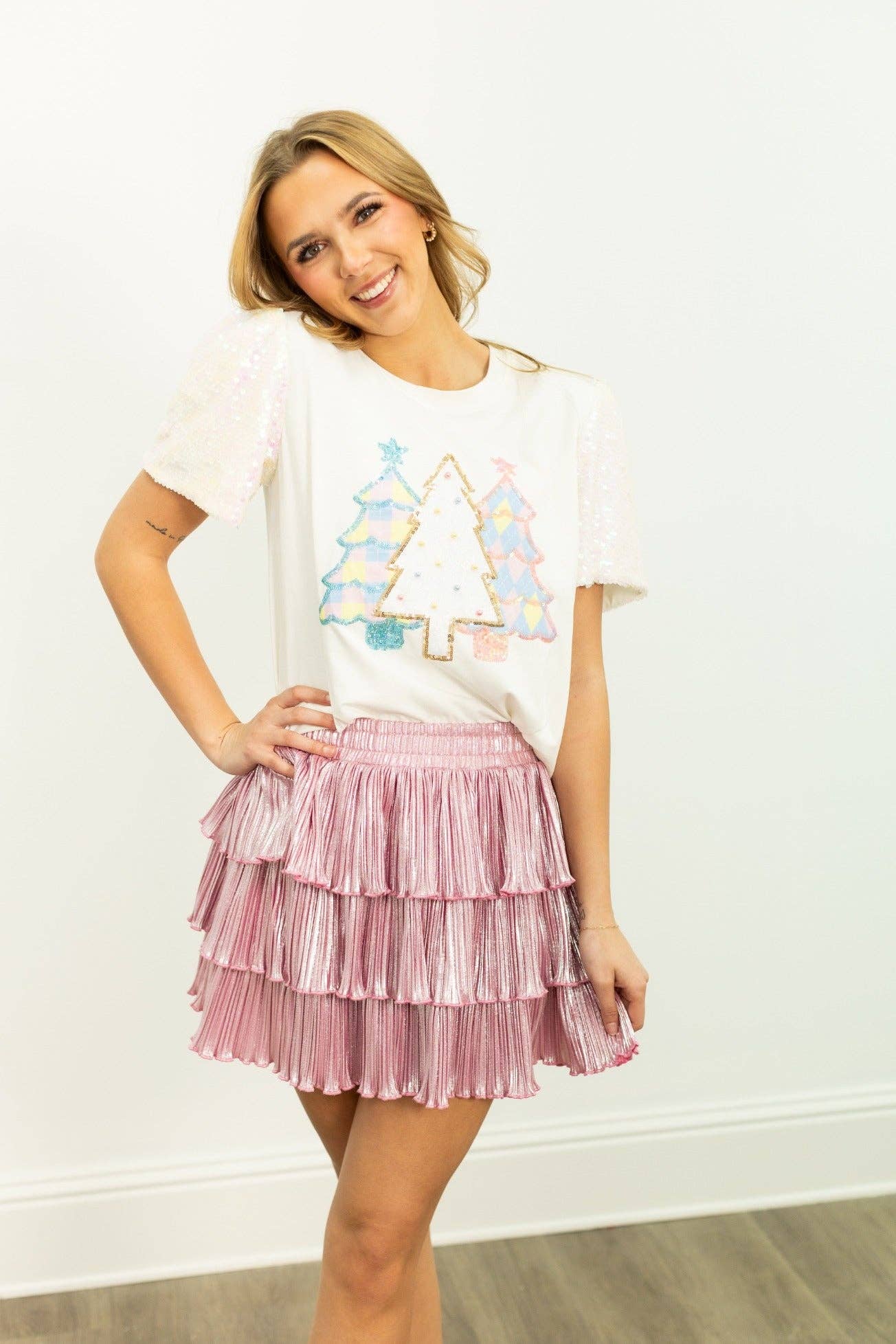 Festive Forest on Princess Top, White for wholesale on Faire8