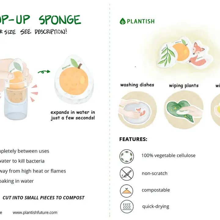 Plantish - Wholesale Cleaning Sponge - Rainbow Flutter - Pop Up Sponge