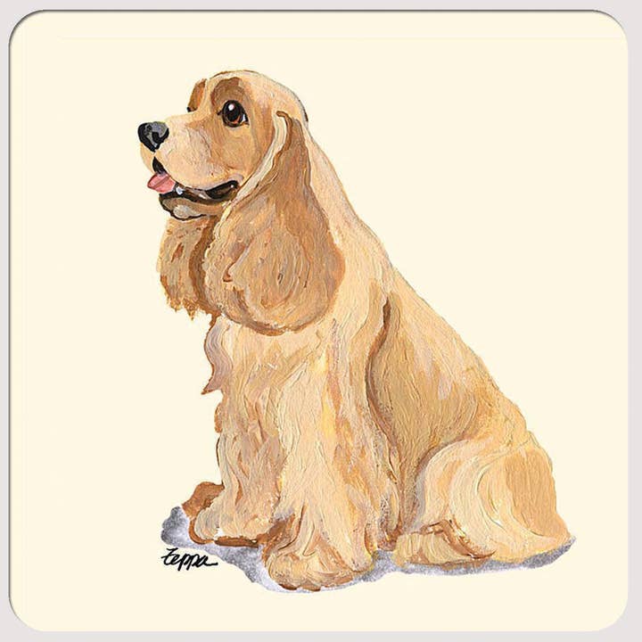 Zeppa Studios - Vente Sous-verre - Cocker américain Spaniel Buff Dessous de verre