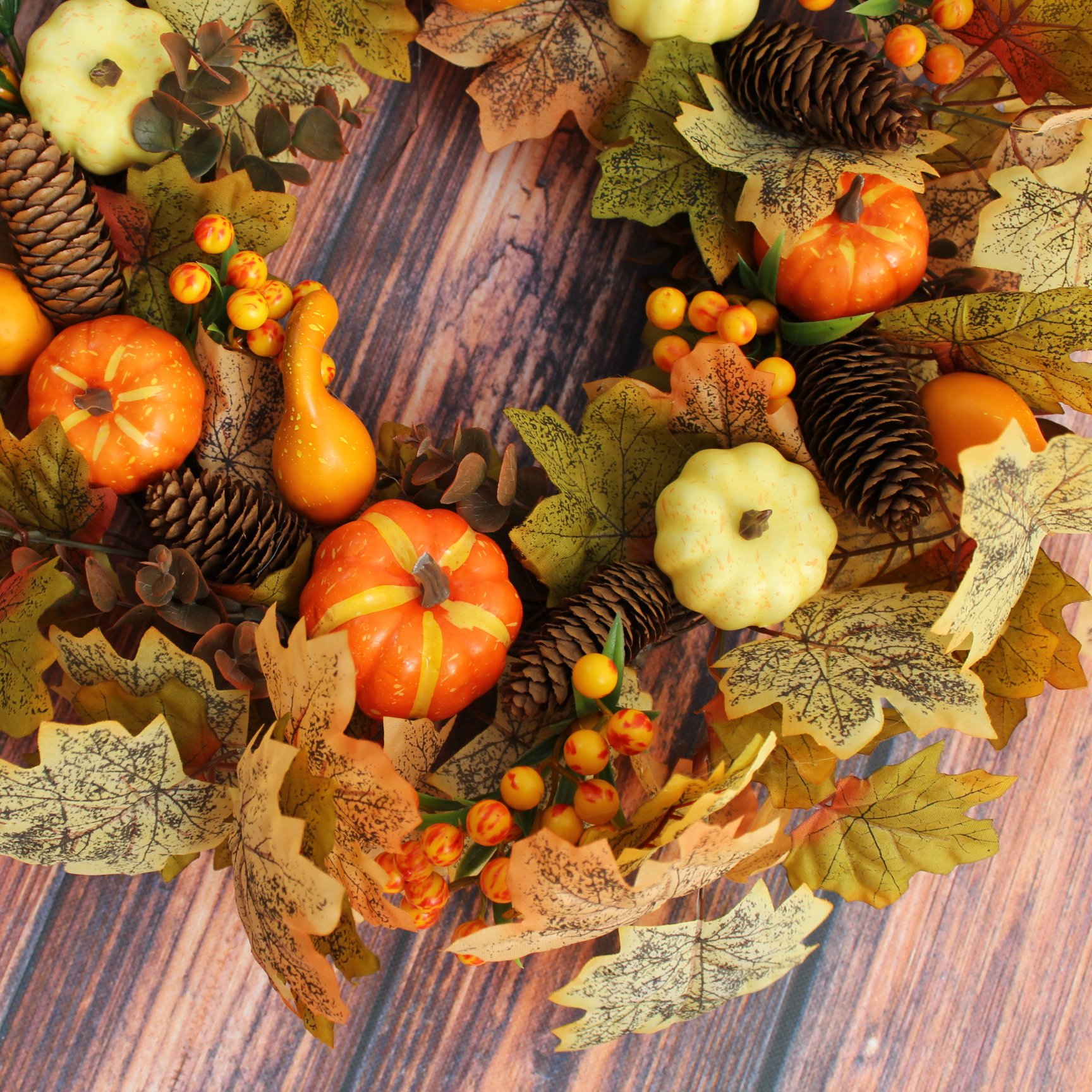 ACNITE(We cover U.S. import duties) - Vente Couronne - Couronne d’automne avec citrouilles décoratives pour la fête de Thanksgiving5