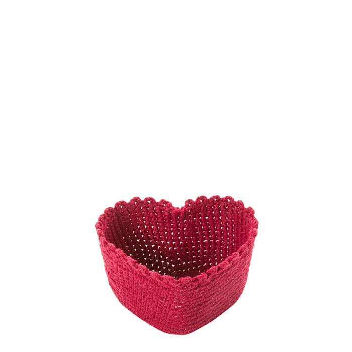 Fiorirà un giardino – wholesale Basket – Heart-shaped basket 100% cotton red crochet 13 cm0