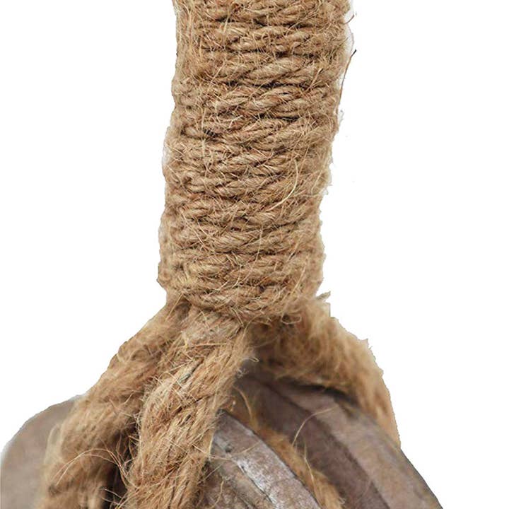 Paris Loft Inc - Wholesale Decorative Tabletop Object - Decorative Iron Faux Pulley with Jute Rope and Hook
