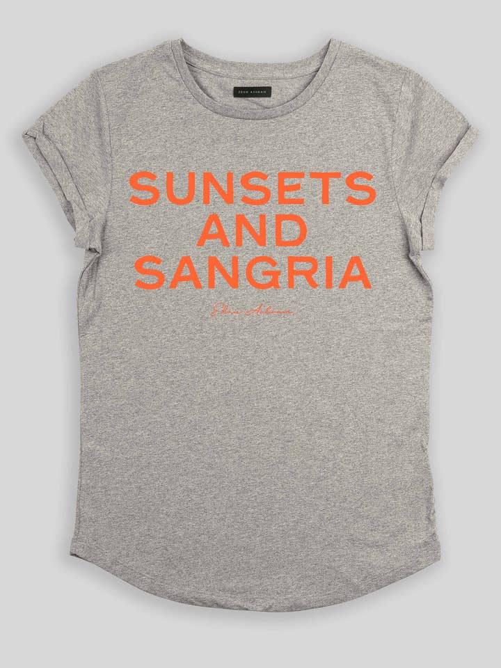 T-shirt premium à manches retroussées "Sunsets and Sangria" pour la vente par Eden Ashram