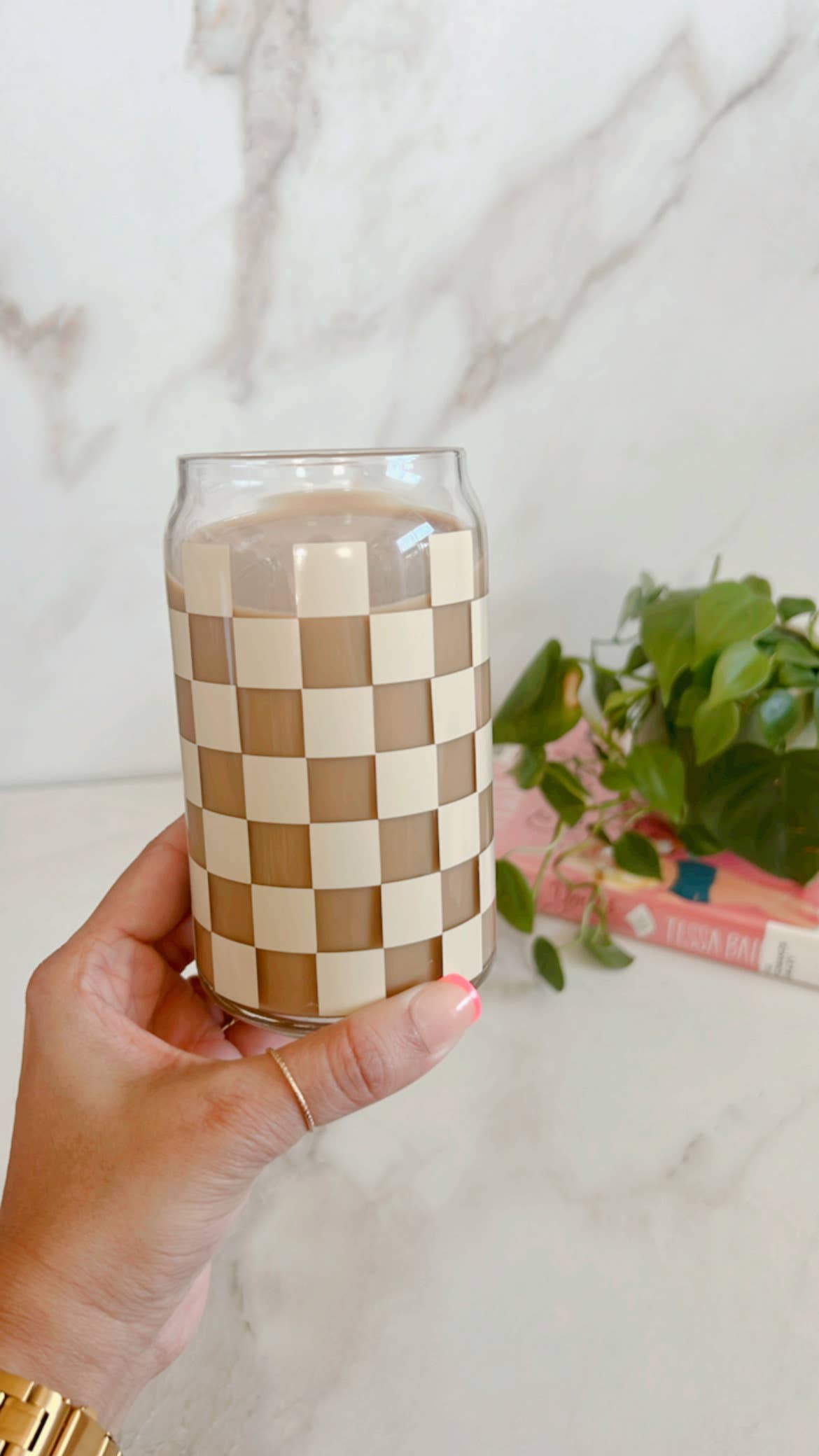 NVDSIGNZ - Wholesale Drinking Glass/Cup - Neutral Checkered Iced Coffee Glass,Libbey Beer Can Glass 7