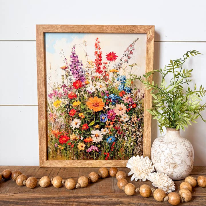 Bunte Sommer-Wildblumen-Wandkunst Holzschild für den Großhandel von WillowBee Signs & Designs