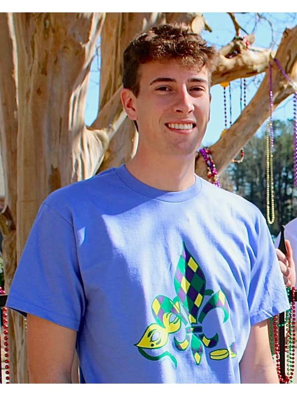 Violet Mardi Gras Mask Short Sleeve Tee for wholesale on Faire