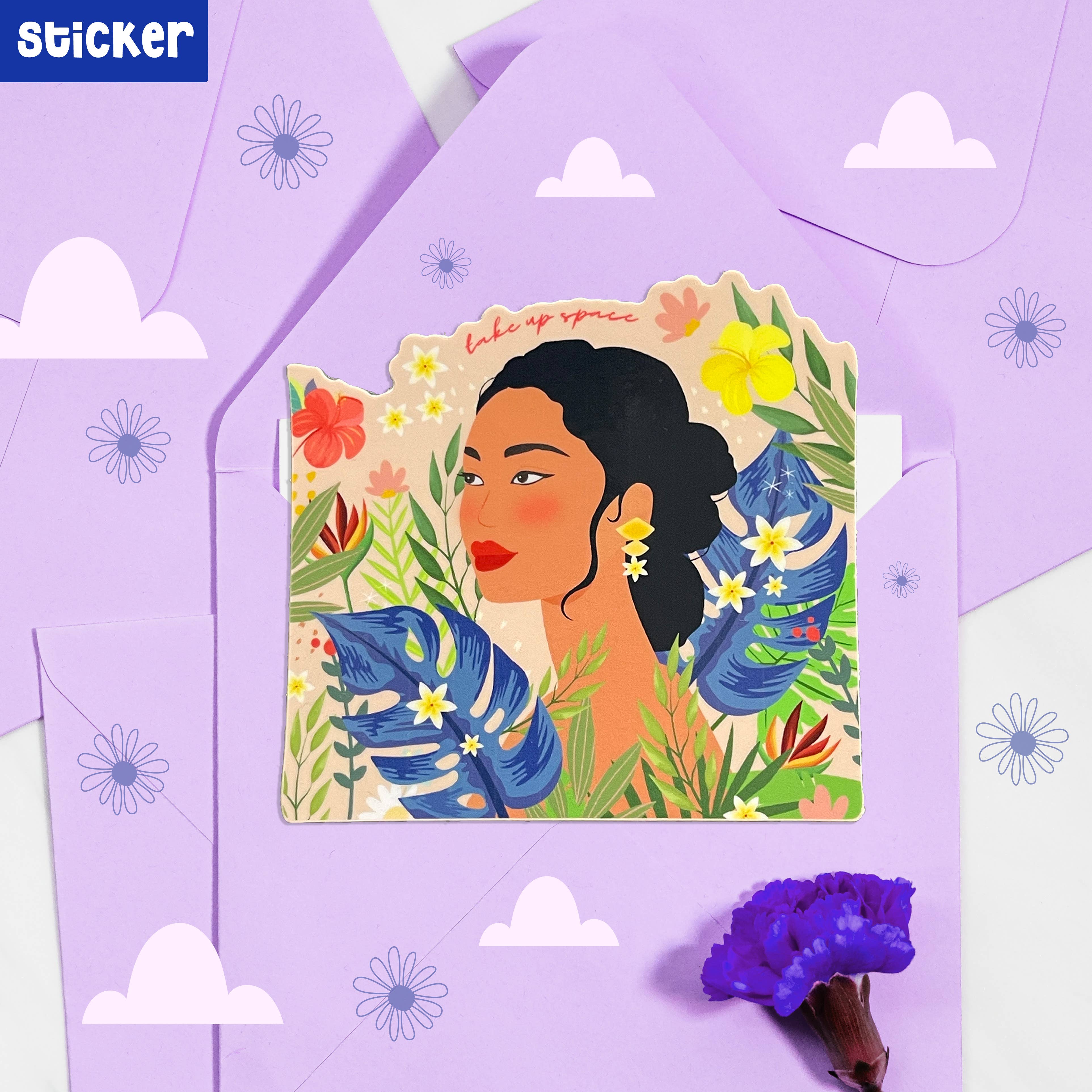 Neha Lee Designs - Wholesale Sticker - Take up space handmade glossy AAPI sticker1