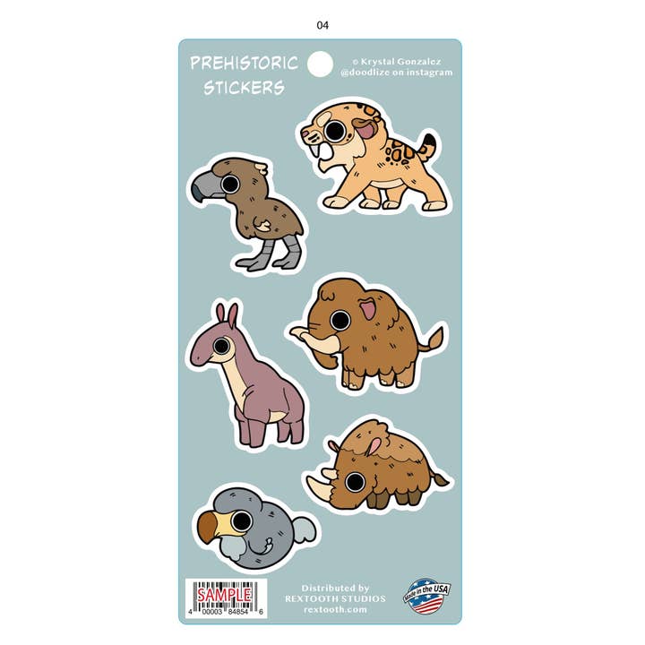 Set d'autocollants de la période glaciaire préhistorique pour la vente par Rextooth Studios