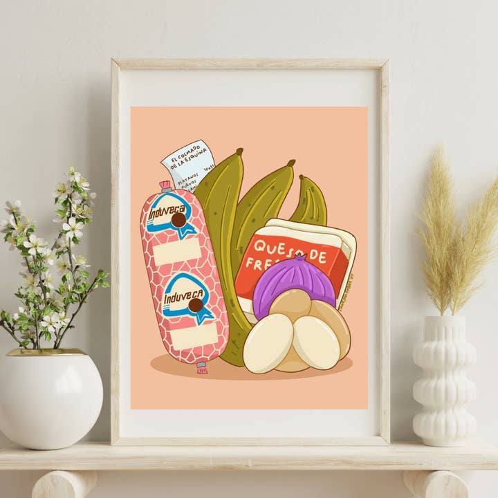 Ingrédients Tres Golpes Art Print | Déco Petit Déjeuner Dominicain pour la vente par Fanesha Fabre