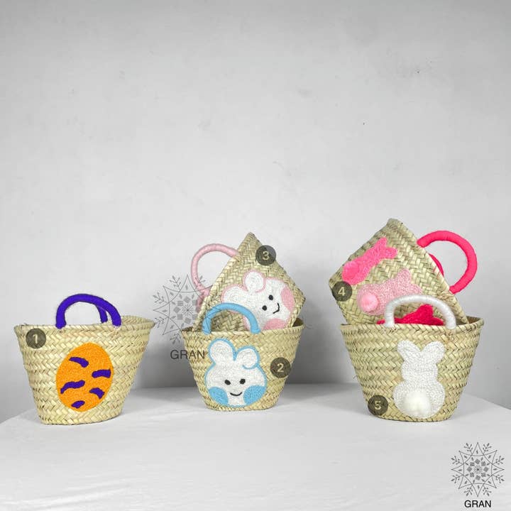 Easter Straw Basket, Personalized Easter Gift For Kids. for wholesale by Gran Wholesale