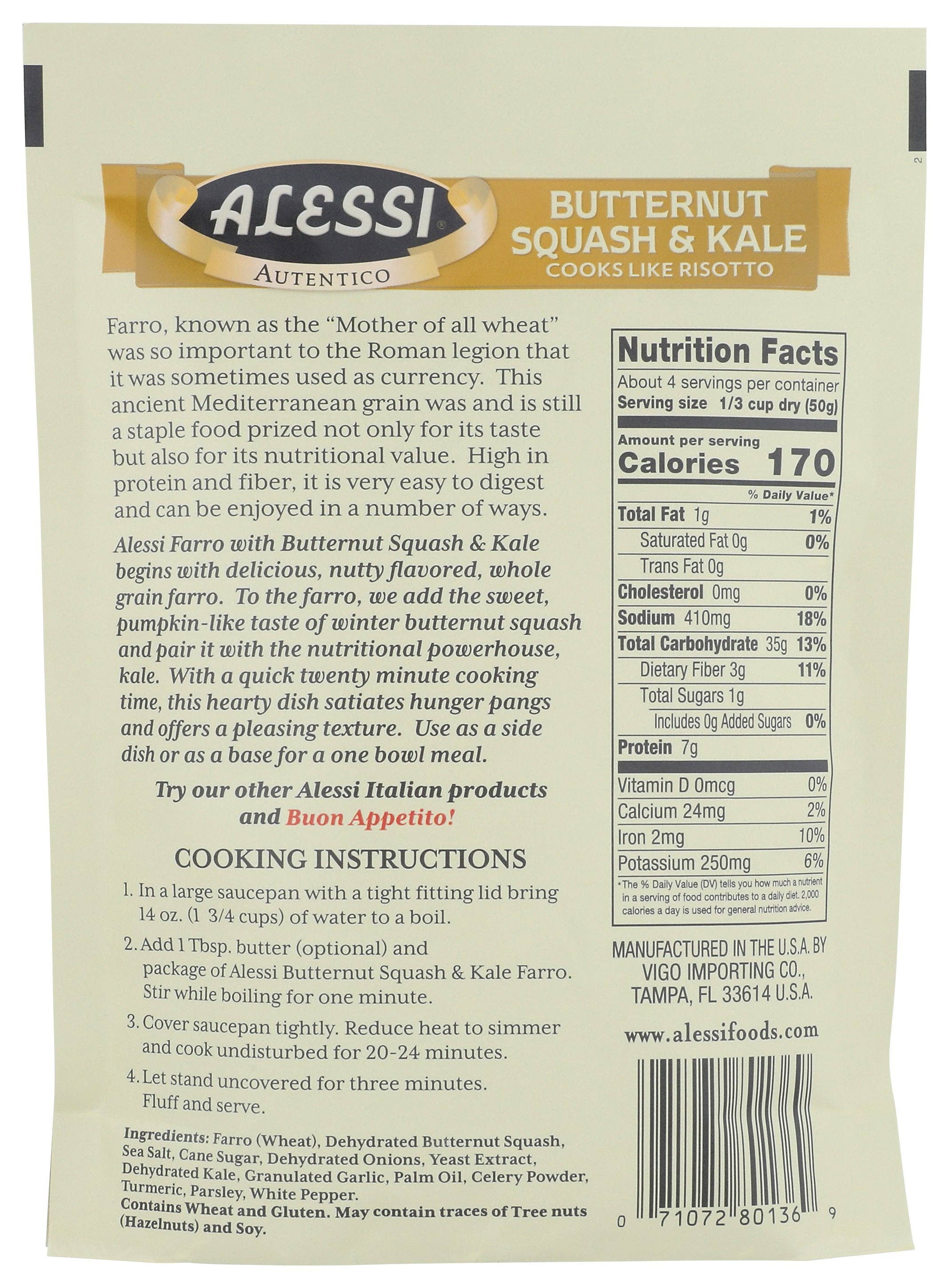 Everyday Supply Co - Wholesale Pasta - ALESSI FARRO WITH BUTTERNUT - Case of 61