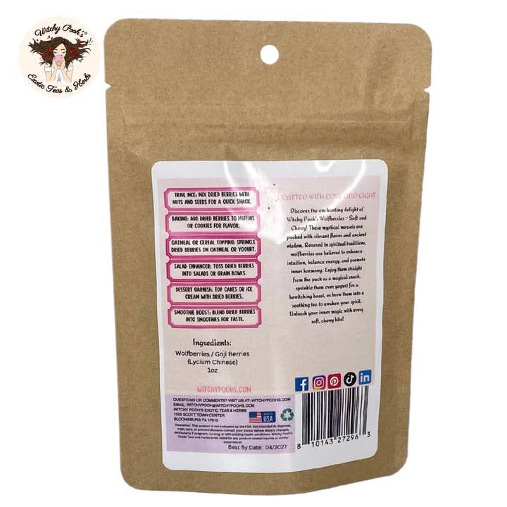 Witchy Pooh's Exotic Teas & Herbs - Wholesale Dried/Dehydrated Fruit - Witchy Pooh's Wolfberries, Goji Berries - Whole Soft & Chewy1