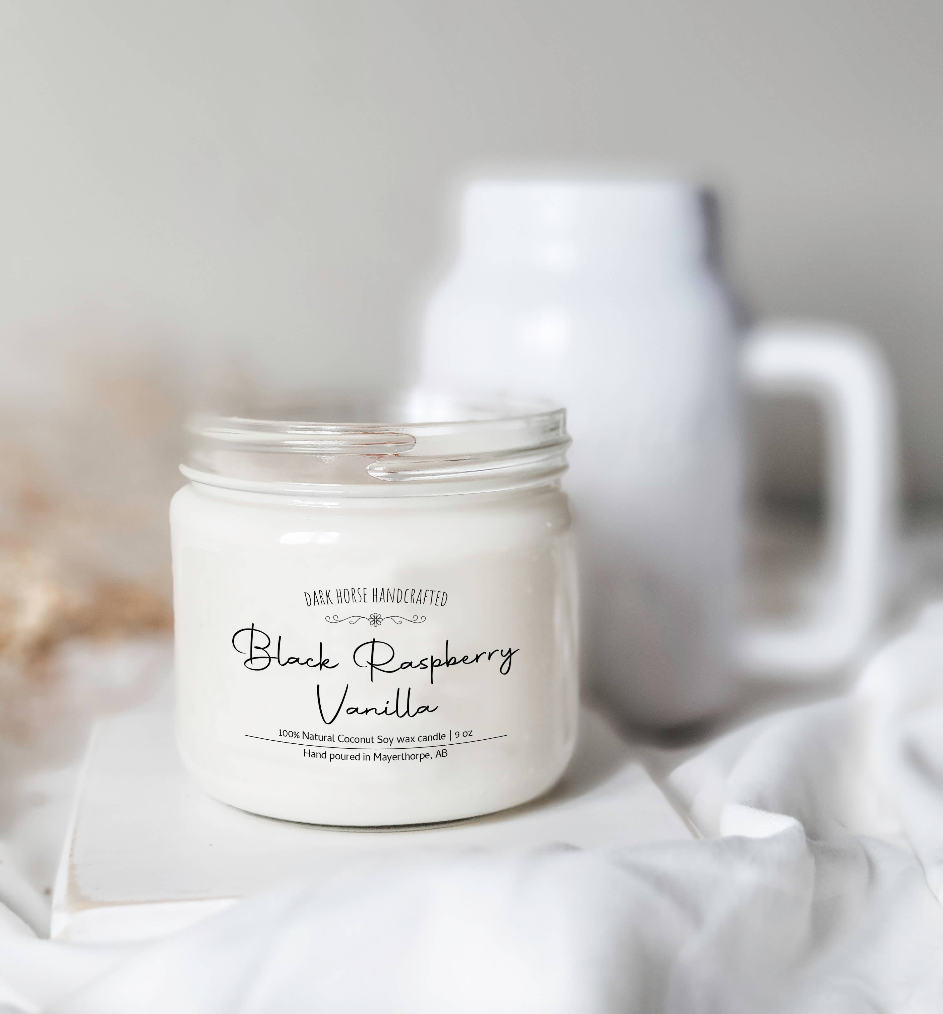 Dark Horse Handcrafted - Wholesale Jar/Filled Candle - Black Raspberry Vanilla- 100% Natural Coconut Soy Wax Candle1