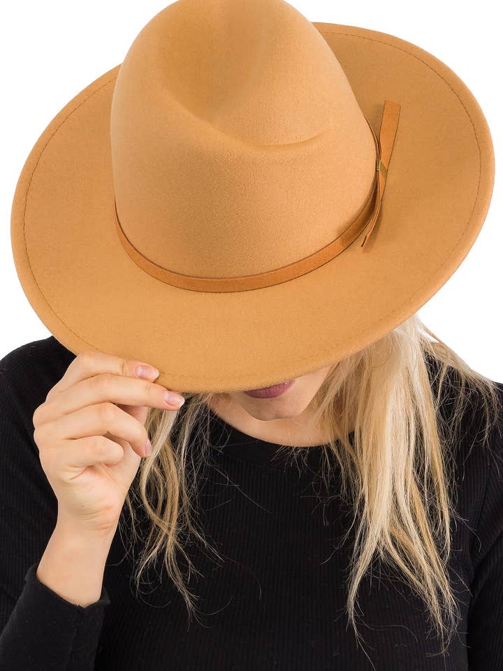 Asymmetrical Crease Faux Wool Fedora Hat for wholesale by Cap Zone