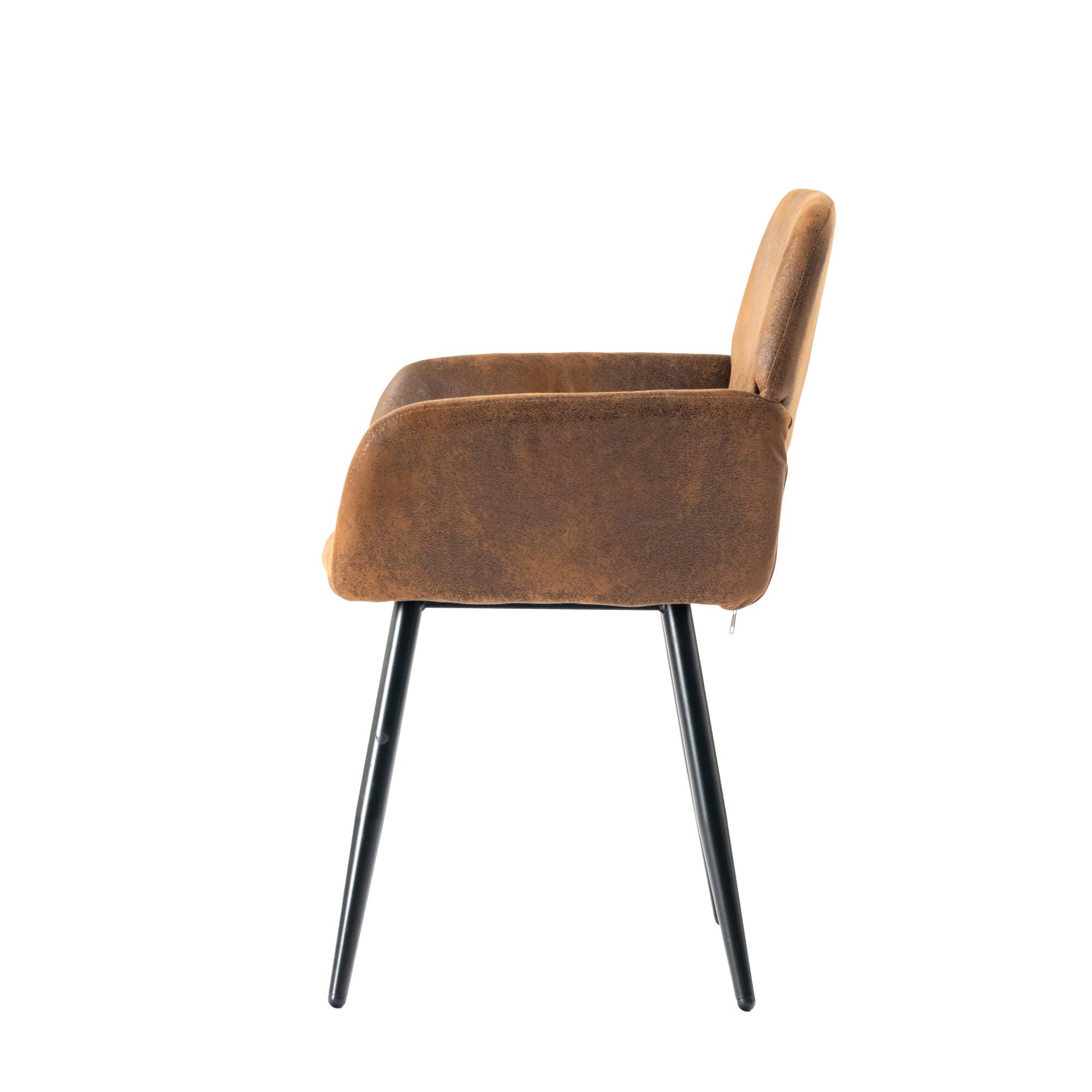 Urban Meuble - Wholesale Chair - Set of 4 industrial style dining chairs in retro brown fabric with black legs MAYFAIR SUEDE BROWN X210