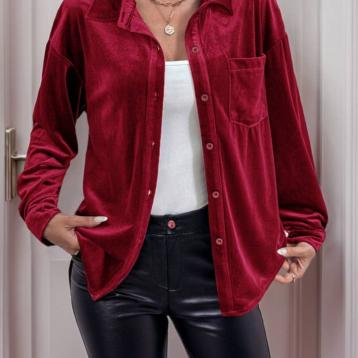 Autumn versatile solid color lapel lantern sleeve shirt for wholesale by Masyal