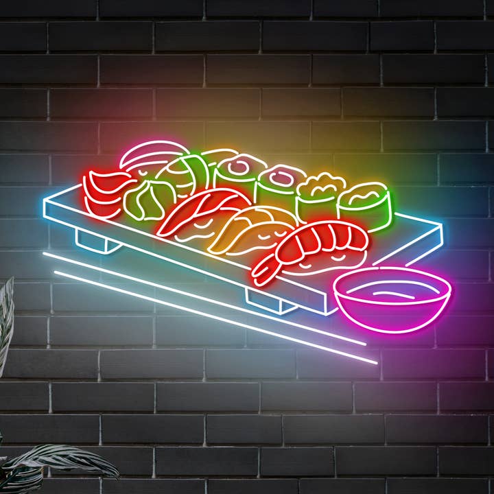 Glow Neon – wholesale Neon sign – Sushi Tray Led Wall Art, Japanese Sushi Restaurant Neon Sign0
