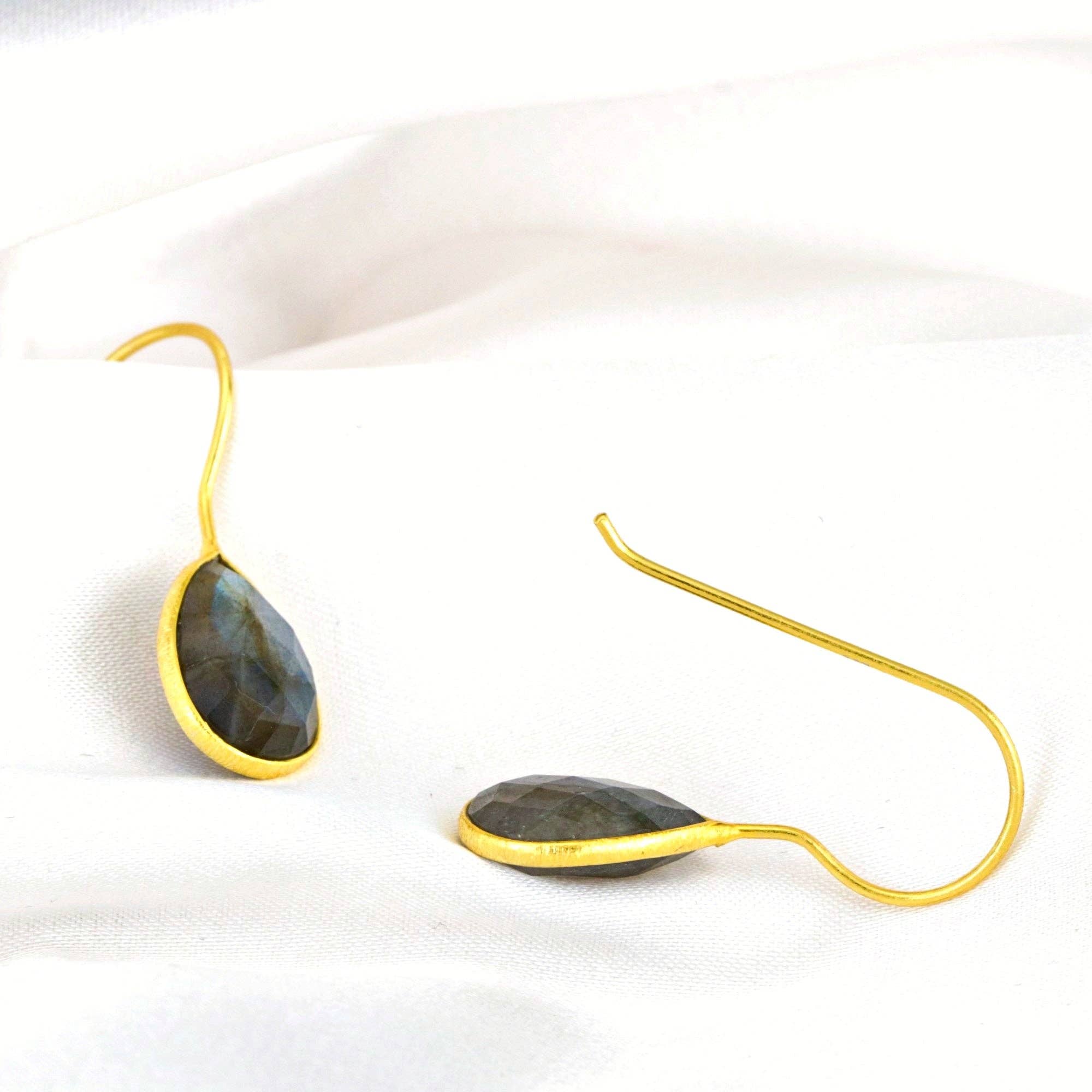 MadamLili - Wholesale Dangle Earrings - Labradorite gemstone earrings - 925 sterling silver gold plated5