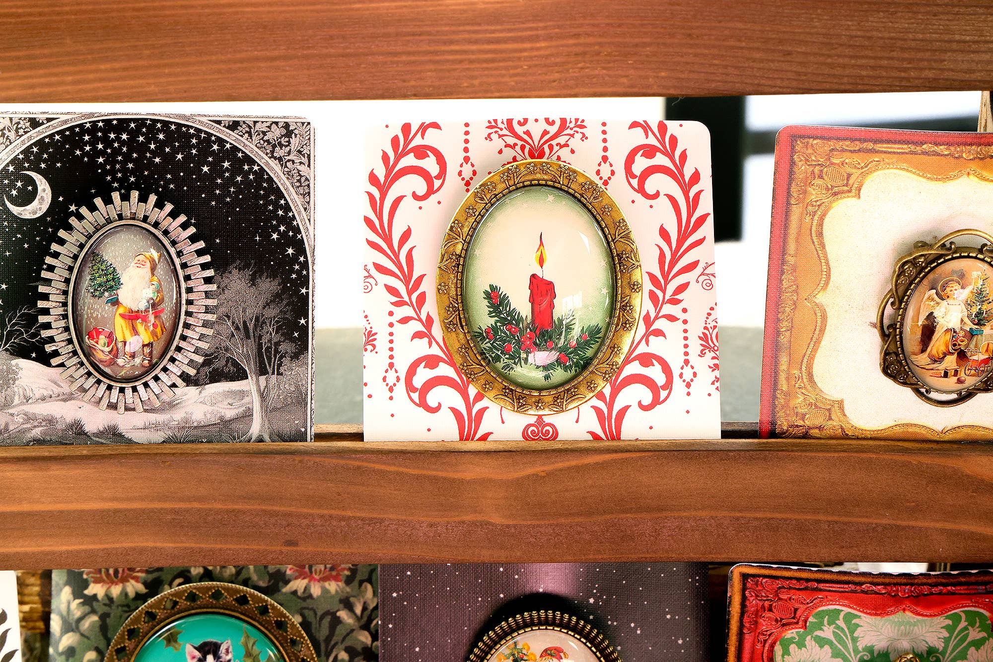 Asunder Bazaar - Wholesale Brooch - 20pc Vintage Christmas Brooches on Cards 19