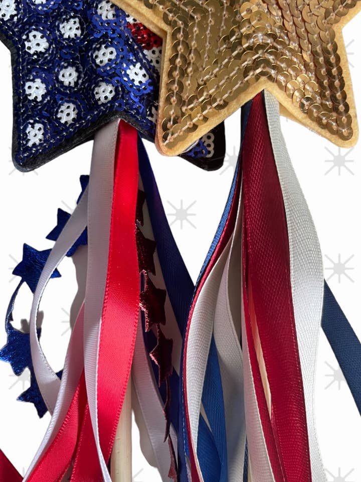Parker and Kay Collective - Wholesale Toy Wand - Kids - Patriotic Ribbon Wand