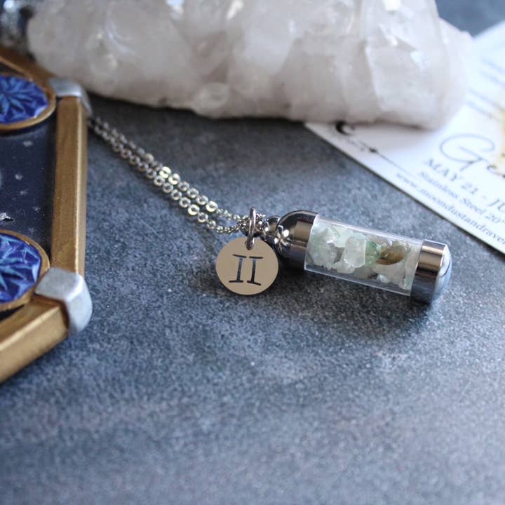 Moondust and Raven - Wholesale Pendant/Charm Necklace - Gemini Crystal Vial Necklace, Zodiac Astrology Witchy Gift 2