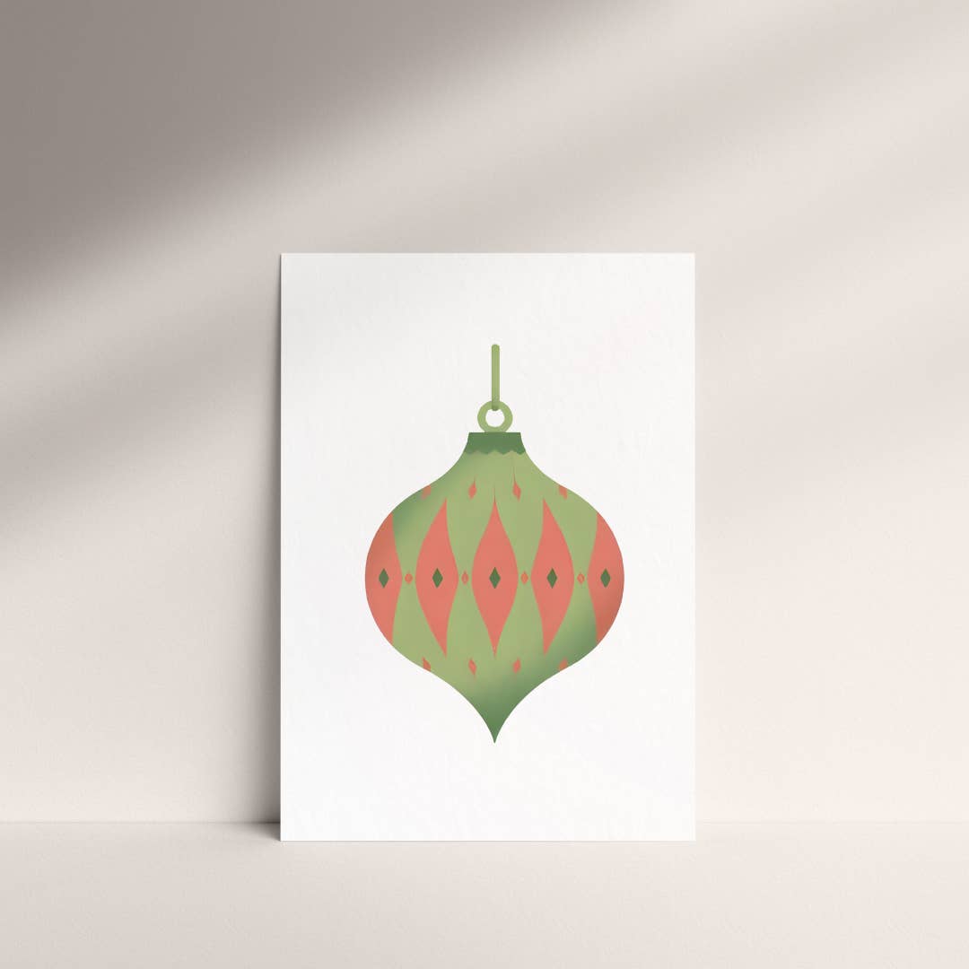 Cryptic Paper Co. – wholesale Christmas Wall Art – Pastel Pink and Green Art Deco Ornament Christmas Wall Art