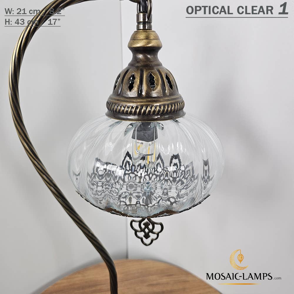 Mosaic Lamps - Vente Lampes d'appoint/de bureau - Lampe de table en verre clair à col de cygne, 8 modèles différents - Ottoman Gooseneck14