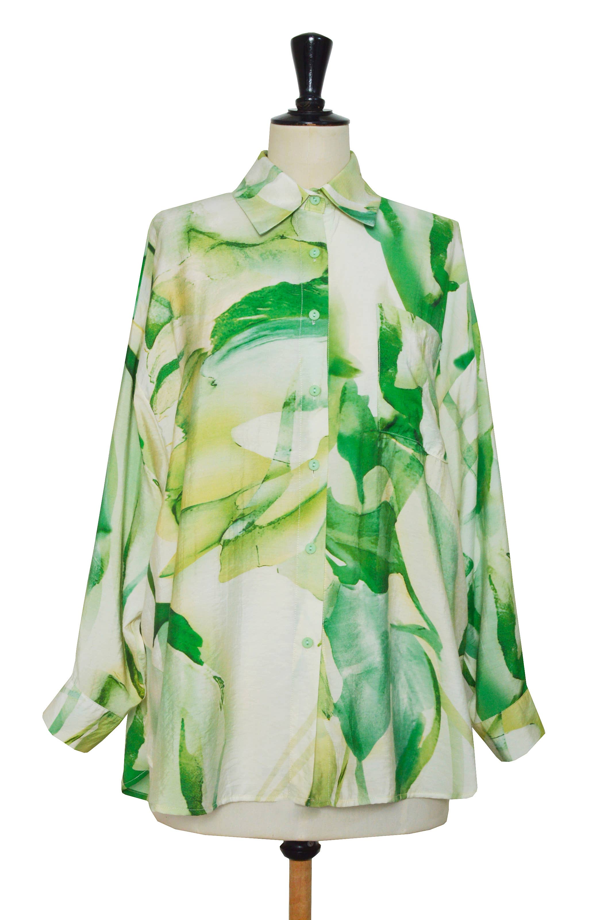 Green Long-sleeve shirt with tie-dye pattern for wholesale on Faire
