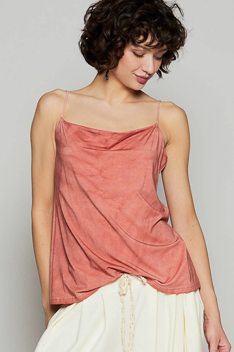 Pol Clothing - Wholesale Tank Top - Women's - Rose Petal Draped Cowl Neck Women's Tank Top SALE1