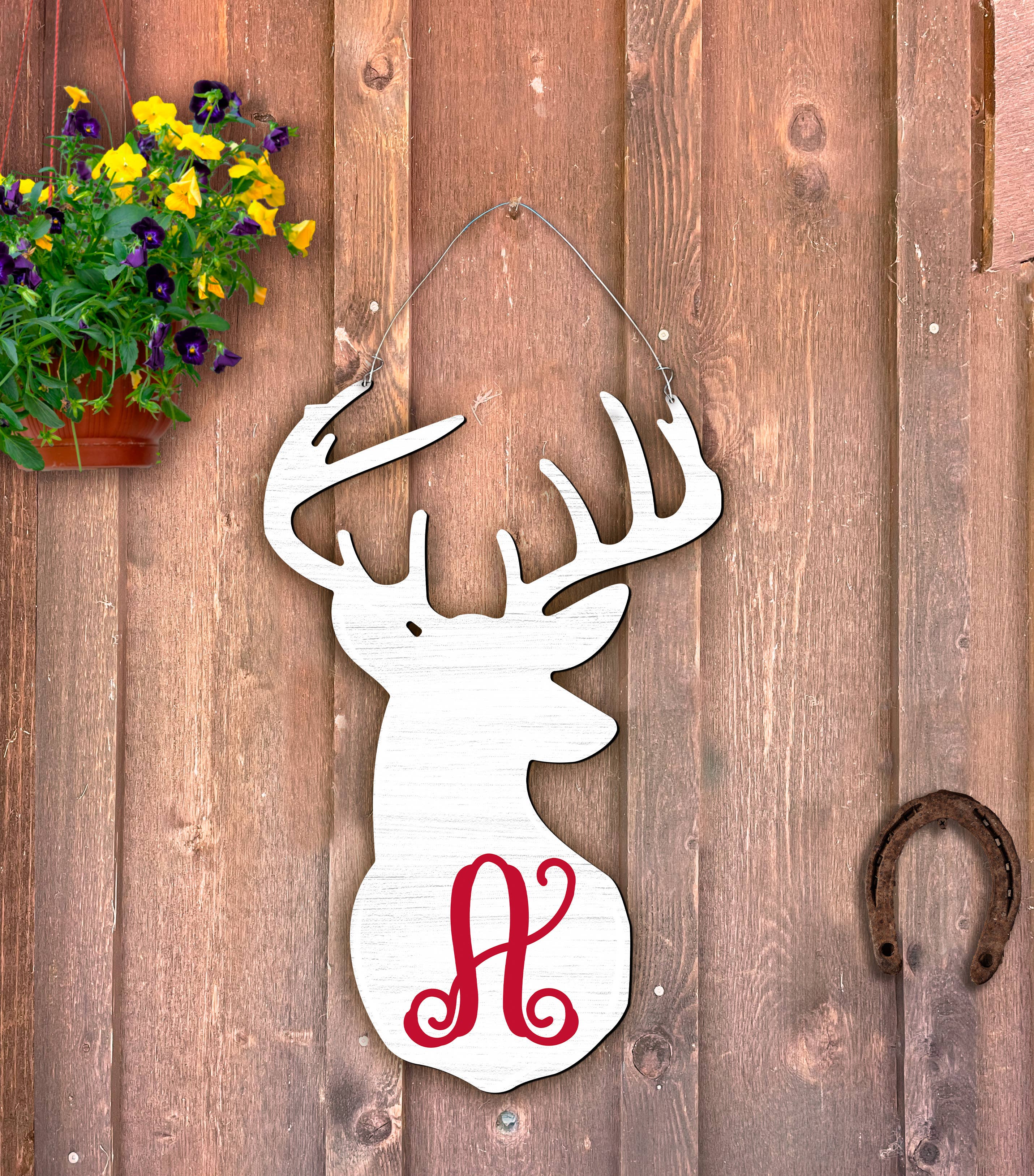 Steel Southern Designs - Wholesale Door Hanger - Deer Head Initial Door Hanger1