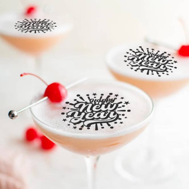 Happy New Year Design, Edible Drink Toppers Party Decor for wholesale by Homespun Parties