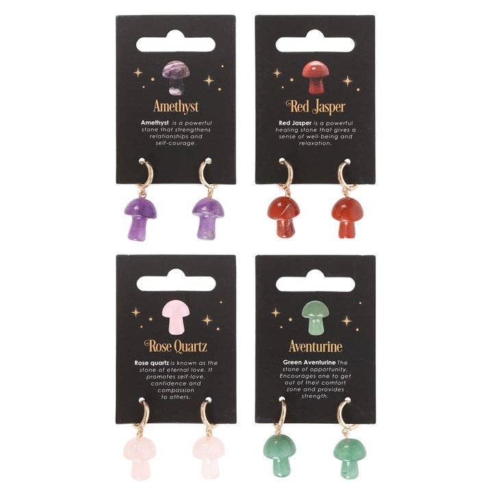 Something Different Wholesale - Wholesale Dangle Earrings - Set of 16 Gemstone Mushroom Earrings on Display2