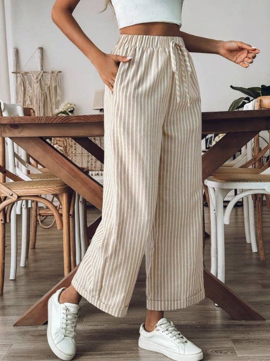 Rosa Clothing - Wholesale Pants - Women's - Laced Stripes Wide Leg Pants2