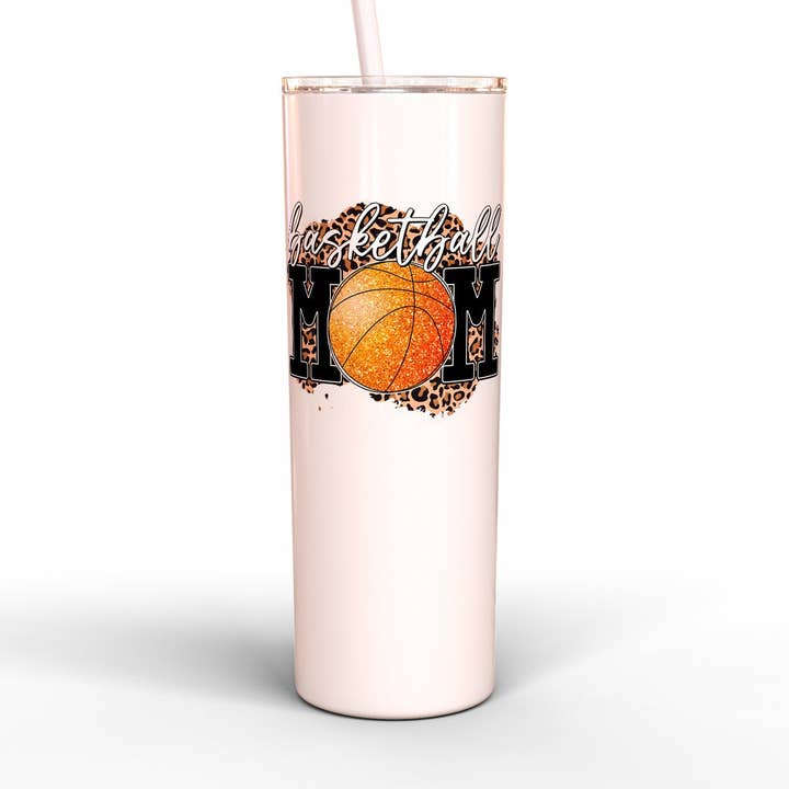 Cheetah Basketball Mom | 20 oz Skinny Tumbler | Stainless Steel | UV Printed for wholesale by The Sign Factory TX