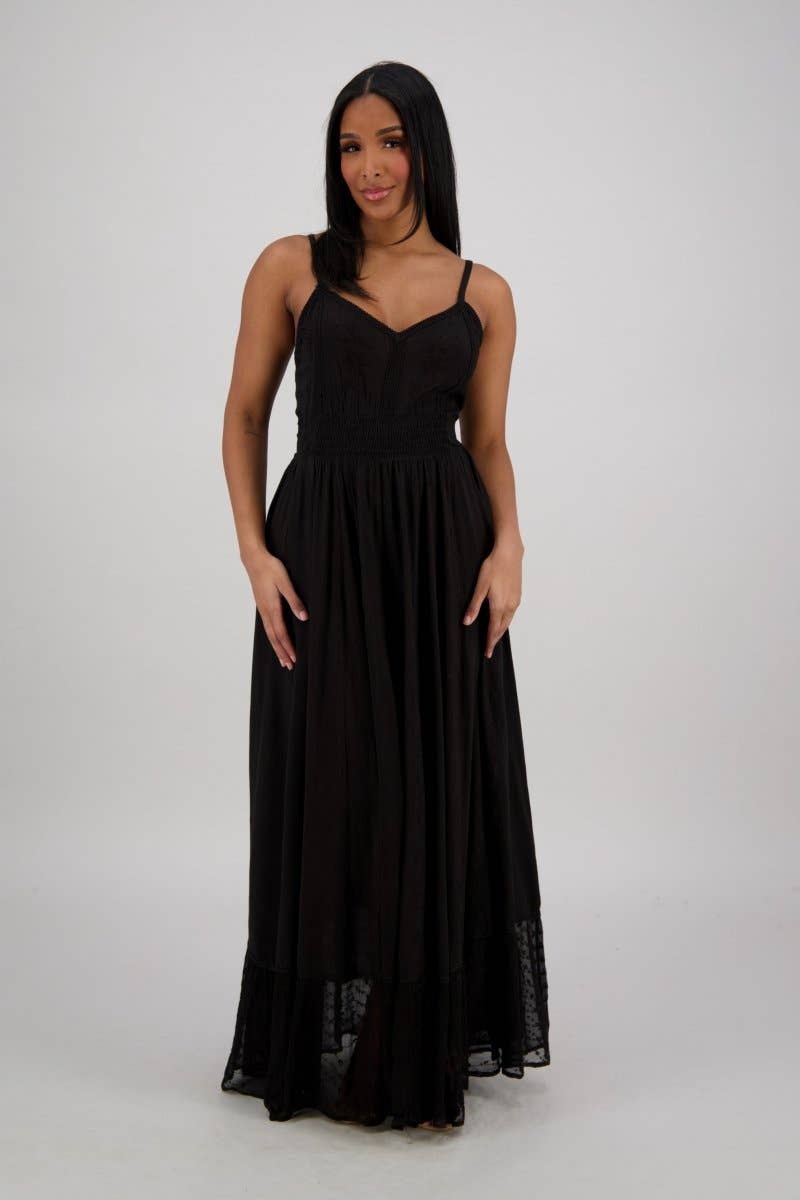 Advance Apparels - Wholesale Dress - Women's - Sheer Hem Smocked Maxi Dress ADL-2532410