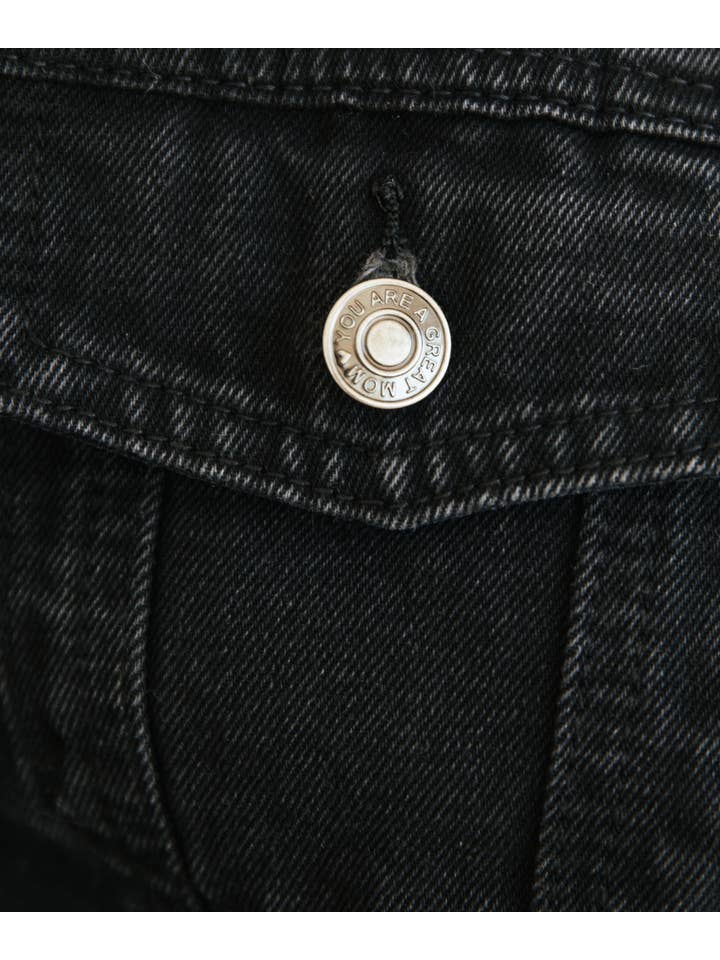 Sunflower Motherhood - Wholesale Denim Jacket - Women's - Black Denim Mama Jacket | Stylish Jean Jacket for Trendy Mom