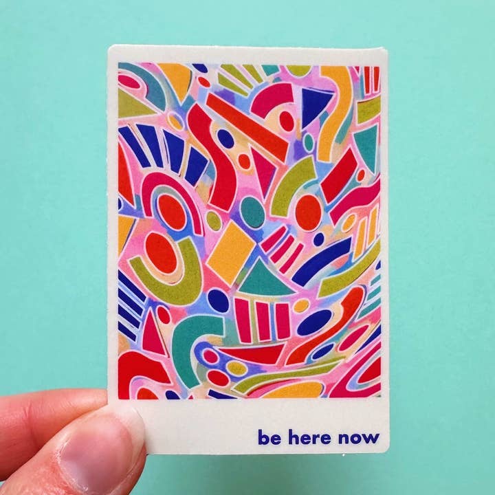 Autocollant rectangulaire Be Here Now pour la vente par Ellie Jean Art