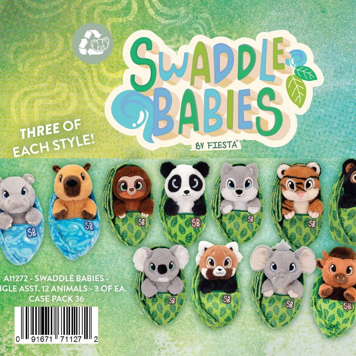 Swaddle Babies - 9.5" Jungle Assortment with Sling Carrier for wholesale by Fiesta Toys