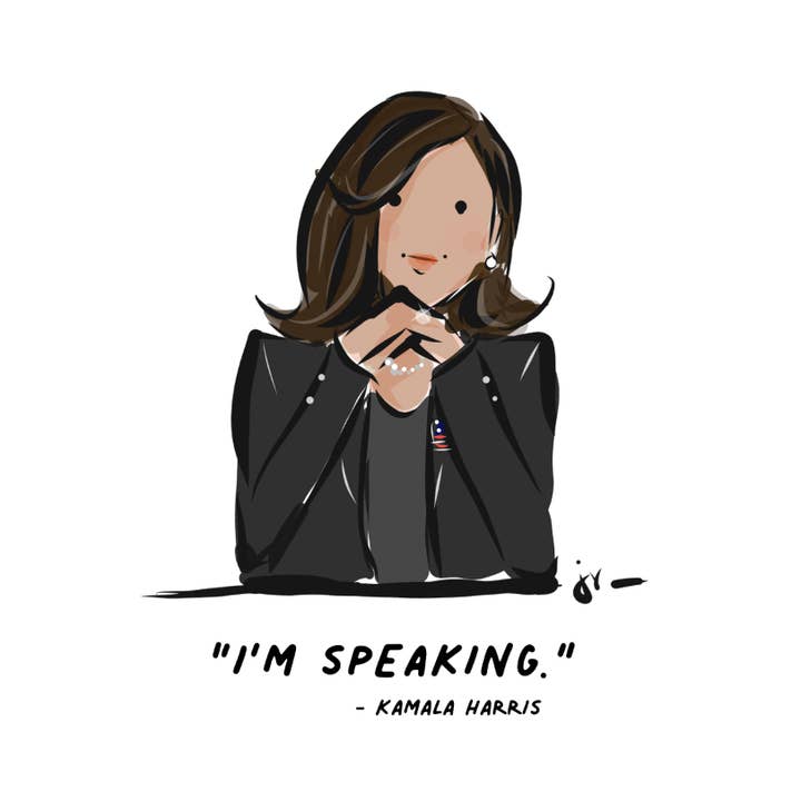 Kamala "I'm Speaking" Art Print for wholesale by Jennifer Vallez