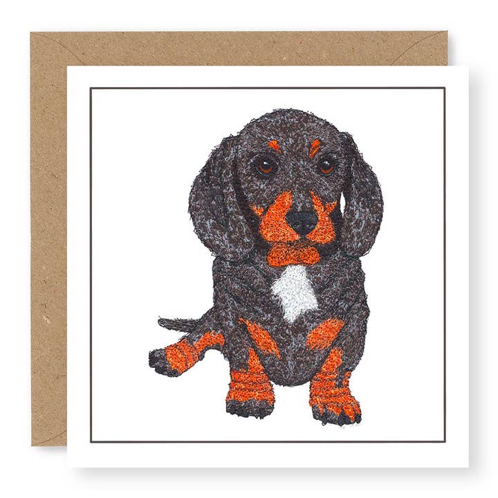 Whiskers Pawtrait - Dash the Dachshund for wholesale by Jane Buurman Handmade (Greetings Cards)