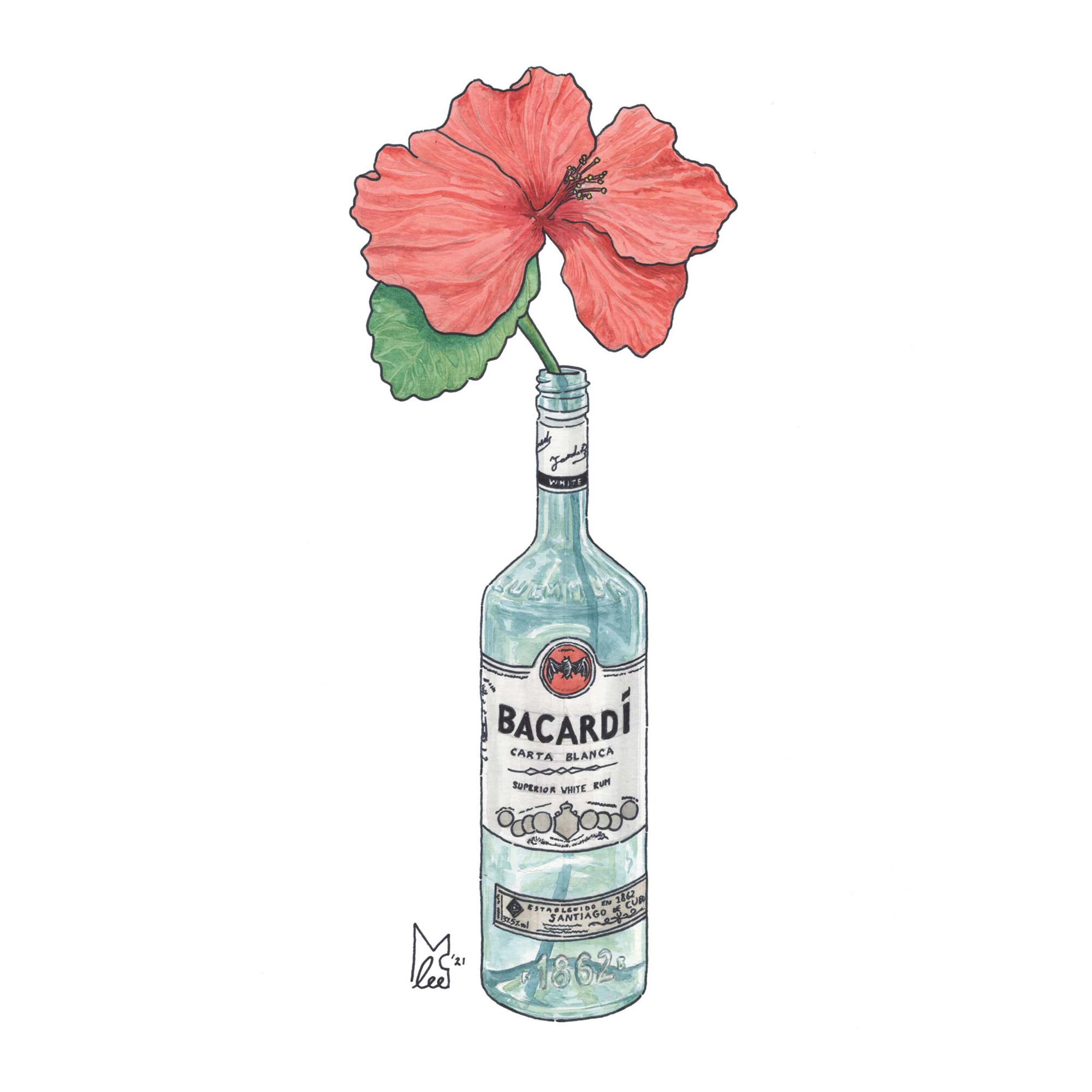 Lee McGuire Art – Engroshandel Kunsttryk – Puerto Rico Flor de Maga i Bacardi Kunsttryk1