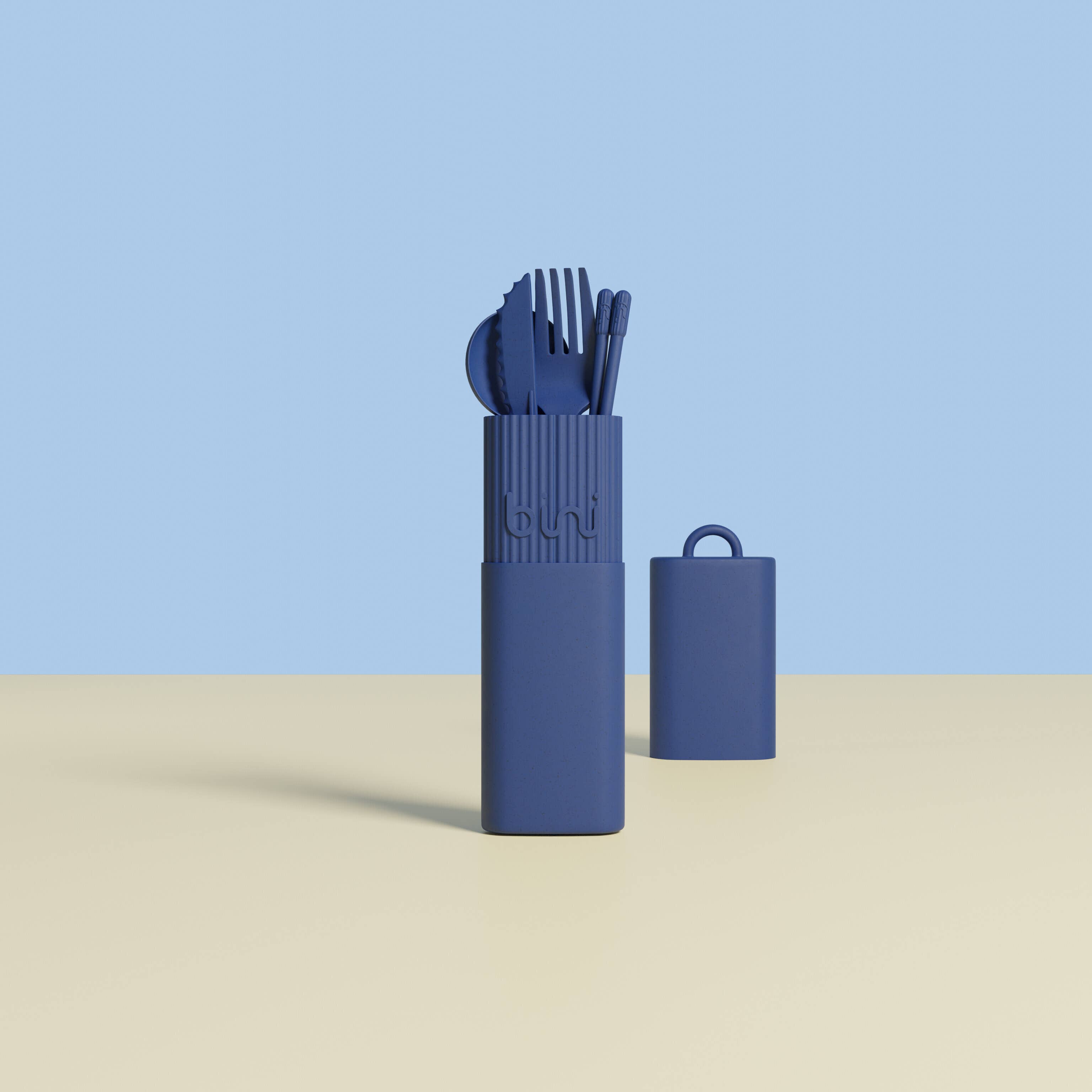 Bini - Venta al por mayor Juego de cubiertos - Bini Midnight Blue - Cubiertos reutilizables y portátiles de origen biológico2