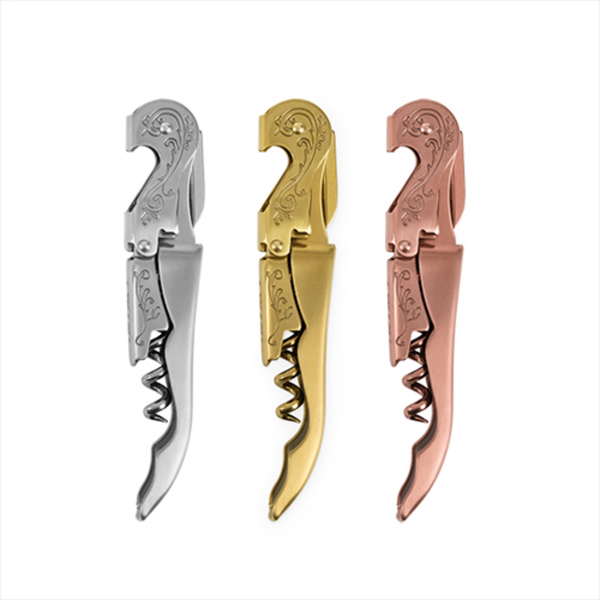 Twine - Wholesale Bottle/Wine Opener - Single Satin Metallic Corkscrew Assorted Colors in Case