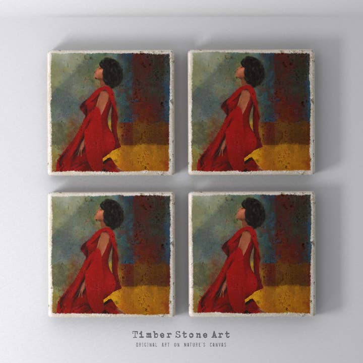 ETHNIC0477 - Set di 4 sottobicchieri in pietra naturale per la vendita all'ingrosso da parte di Timber Stone Art