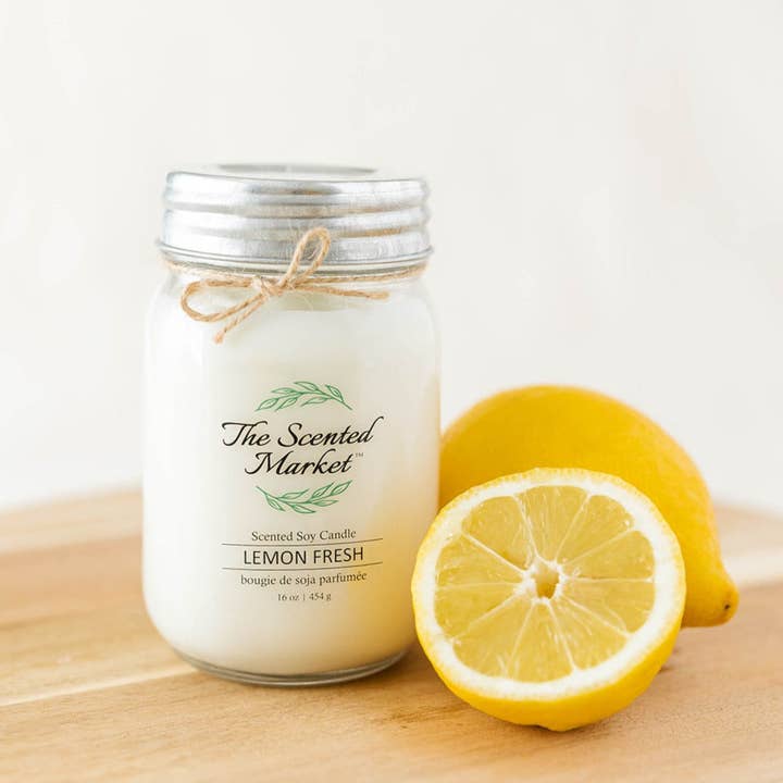 LEMON FRESH Soy Wax Candle 16 oz for wholesale by The Scented Market