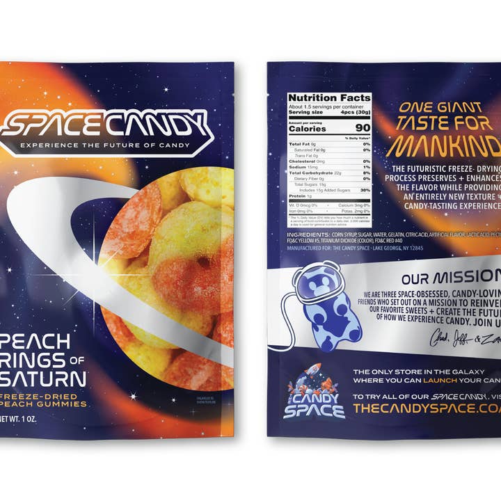 Space Candy - Wholesale Hard Candy - Peach Rings of Saturn: Freeze-Dried Peach Rings